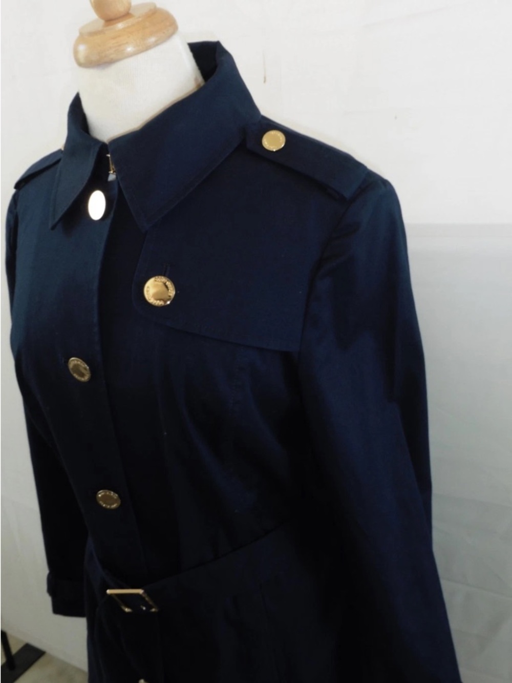 Tory Burch Navy Trench Coat with Gold Buttons - Picture 3 of 8
